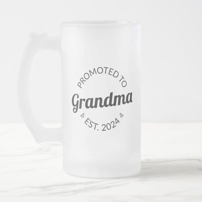 Promoted To Grandma Est. 2024 I Frosted Glass Beer Mug (Left)
