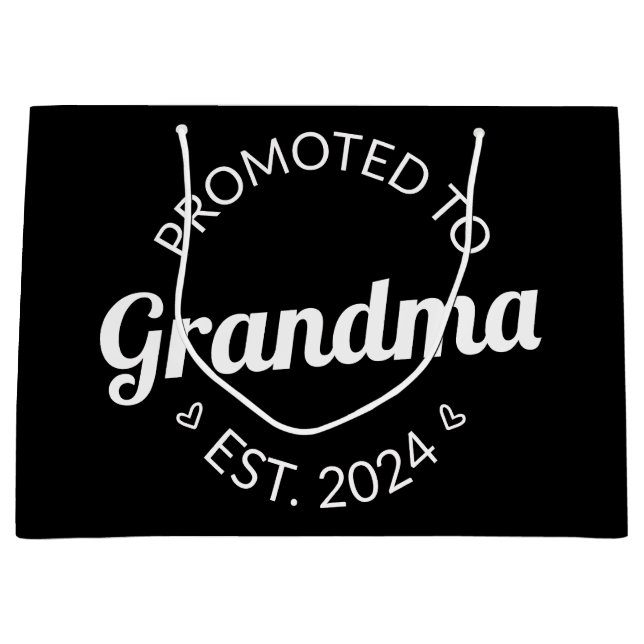 Promoted To Grandma Est. 2024 I Large Gift Bag (Front)