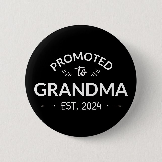 Promoted To Grandma Est. 2024 II 6 Cm Round Badge (Front)