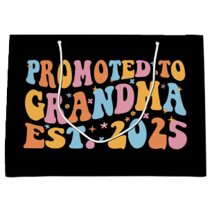 Promoted To Grandma Est. 2025 III Large Gift Bag