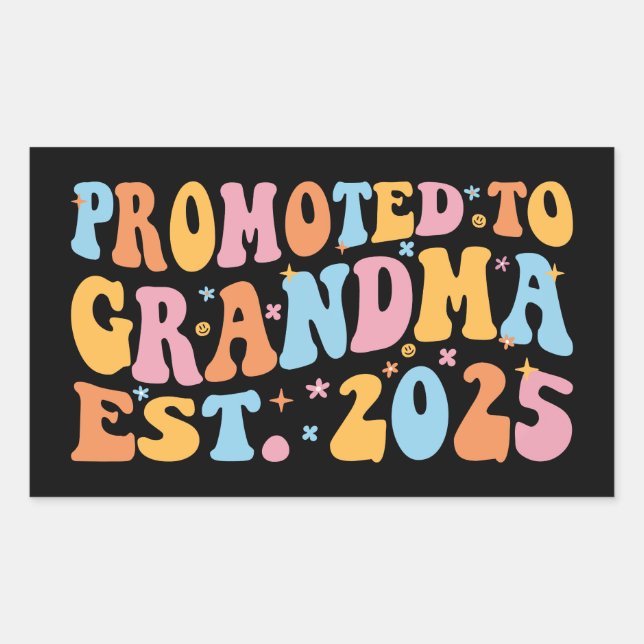 Promoted To Grandma Est. 2025 III Rectangular Sticker (Front)