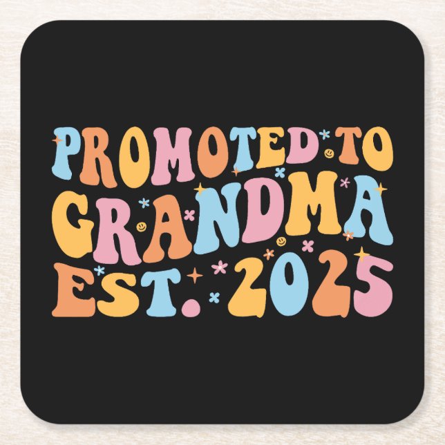 Promoted To Grandma Est. 2025 III Square Paper Coaster (Front)