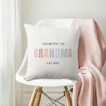 Promoted to Grandma EST 2025 | Soft Pastel Cushion<br><div class="desc">Celebrate the joyful news in style with this “Promoted to Grandma EST 2025” throw pillow, designed in a soft pastel colour palette on a clean, minimalist background. A beautiful gift for new or expecting grandmothers, this decorative pillow adds a heartfelt touch to any couch, nursery, or reading corner. Personalise it...</div>