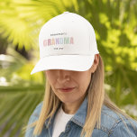 Promoted to Grandma EST 2025  Trucker Hat<br><div class="desc">Celebrate a life-changing moment in style with this charming “Promoted to Grandma EST 2025” trucker hat. Featuring soft neutral pastel lettering on a clean white background, this design makes a perfect gift for a new grandmother, baby announcement reveal, or Mother's Day. Lightweight, breatheable, and adjustable, this hat combines comfort with...</div>
