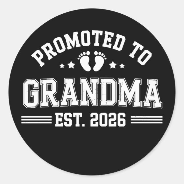 Promoted To Grandma Est 2026 Baby Announcement Classic Round Sticker (Front)