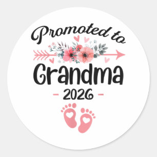 Promoted To Grandma Est 2026 Floral _1 Classic Round Sticker