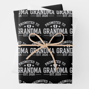 Promoted to Grandma est. 2026 Grandparents Baby  Wrapping Paper Sheet