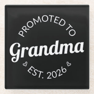 Promoted To Grandma Est. 2026 I Glass Coaster
