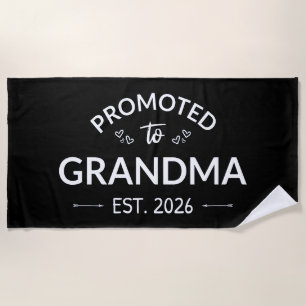 Promoted To Grandma Est. 2026 II Beach Towel