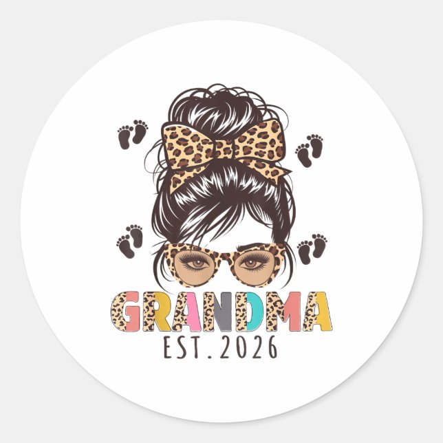 Promoted To Grandma Est 2026 New Grandmom To Be Me Classic Round Sticker (Front)