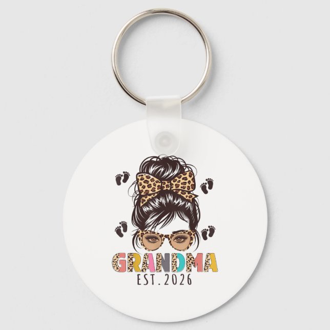 Promoted To Grandma Est 2026 New Grandmom To Be Me Key Ring (Front)