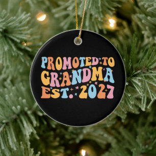 Promoted To Grandma Est 2027 New Nana Ceramic Tree Decoration