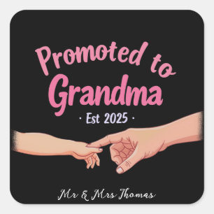 Promoted to Grandma Established 2025 Announcement Square Sticker