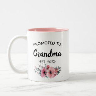 Promoted to Grandma Floral Pink, 2023 custom chic  Two-Tone Coffee Mug