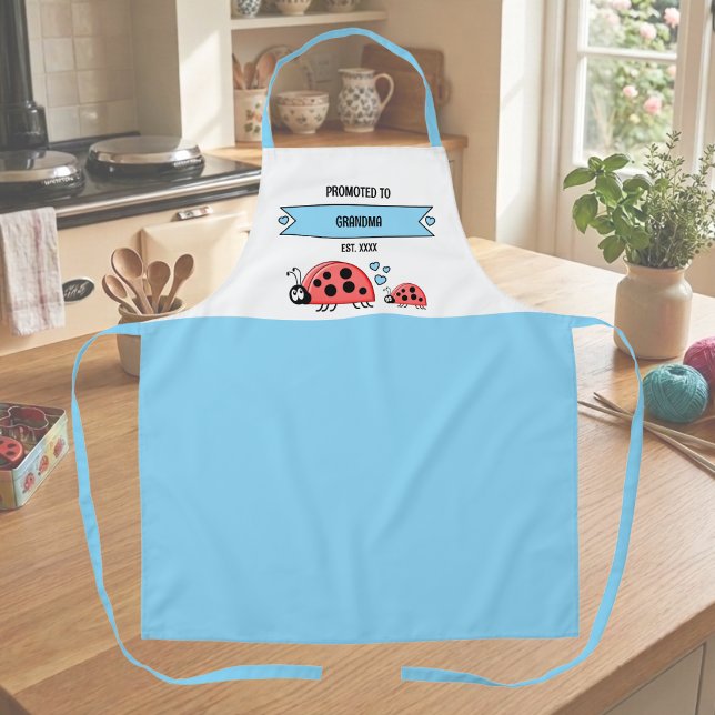 Promoted to grandma ladybugs blue apron (Creator Uploaded)