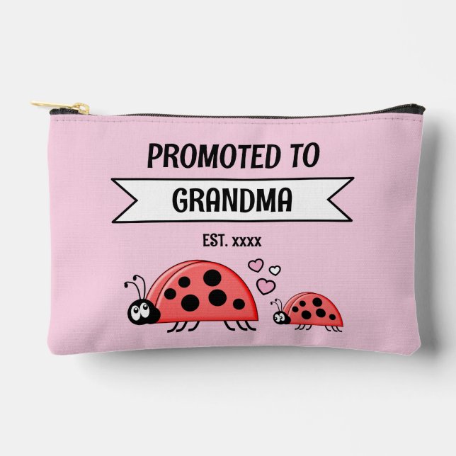 Promoted to Grandma ladybugs est year pink Accessory Pouch (Front)