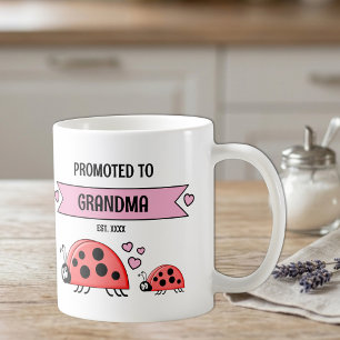 Promoted to grandma ladybugs pink coffee mug
