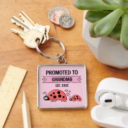 Promoted to Grandma ladybugs pink Key Ring