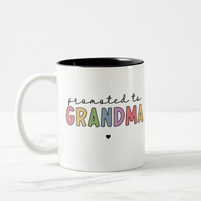 Promoted to Grandma New Grandma to be gifts Two-Tone Coffee Mug (Left)