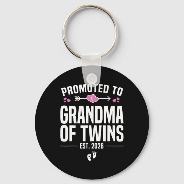 Promoted To Grandma Of Twins 2026 New Grandma Moth Key Ring (Front)
