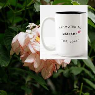 Promoted to Grandma Pregnancy Announcement Heart Two-Tone Coffee Mug