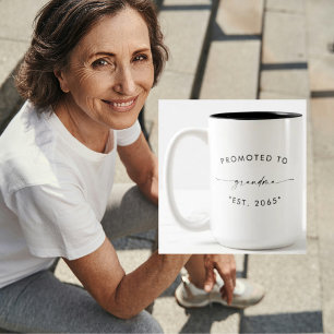 Promoted to Grandma Pregnancy Announcement Two-Tone Coffee Mug