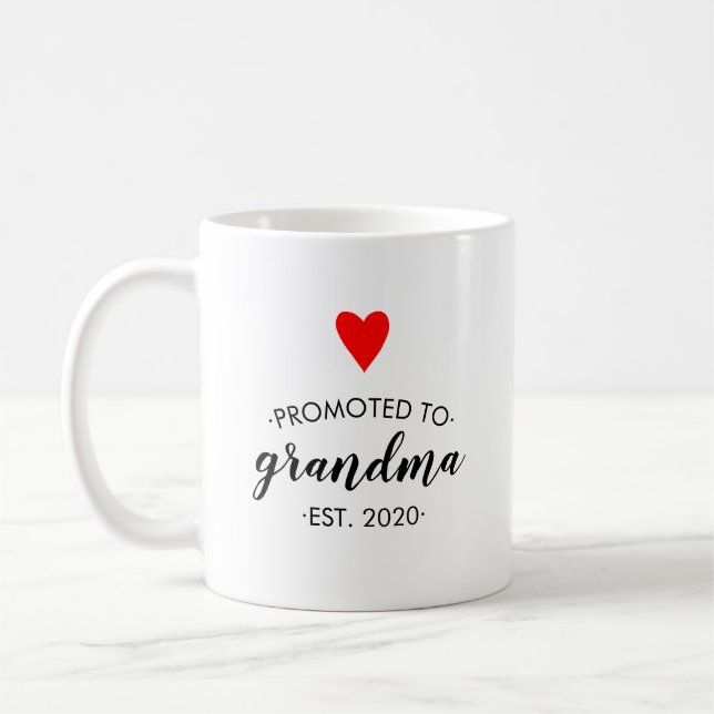 Promoted to Grandma Red Heart Simple Coffee Mug (Left)