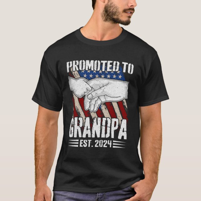 Promoted To Grandpa 2024 For New Grandpa Patriotic T-Shirt (Front)