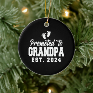 Promoted to Grandpa 2024 New Grandfather Pregnancy Ceramic Tree Decoration