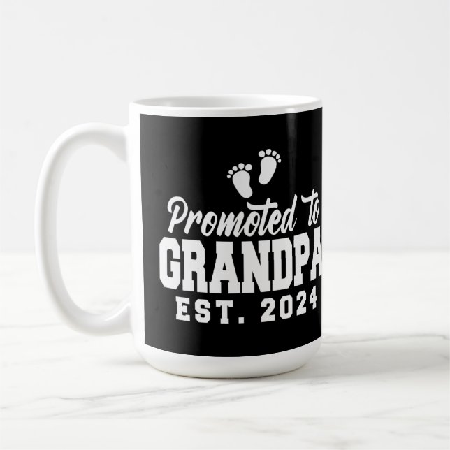 Promoted to Grandpa 2024 New Grandfather Pregnancy Coffee Mug (Left)