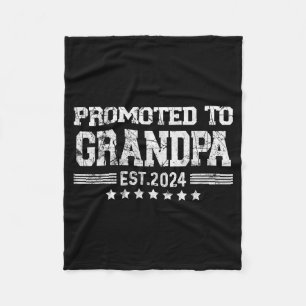 Promoted To Grandpa 2024 Soon To Be Funny New Dad  Fleece Blanket