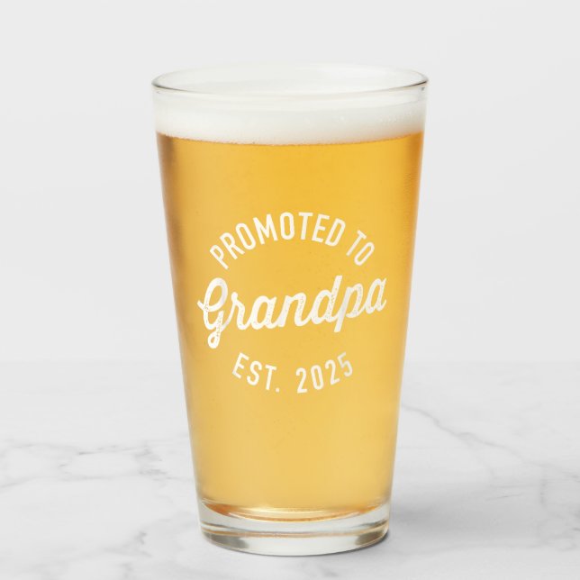 Promoted To Grandpa 2025 Grandpa est 2025 Glass (Front Filled)