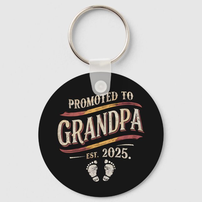 Promoted To Grandpa 2025 Grandpa est 2025  Key Ring (Front)