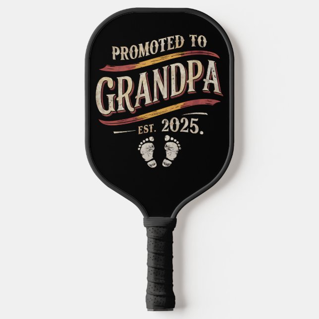 Promoted To Grandpa 2025 Grandpa est 2025  Pickleball Paddle (Front)