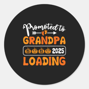 Promoted To Grandpa 2025 Loading Pumpkin Halloween Classic Round Sticker
