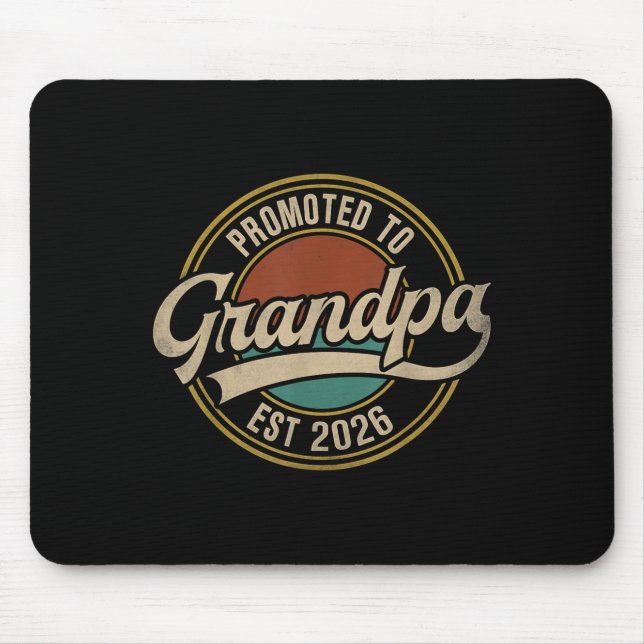 Promoted To Grandpa 2026 New Grandfather Baby Anno Mouse Mat (Front)