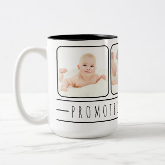 Promoted to Grandpa 3 Photo Two-Tone Coffee Mug