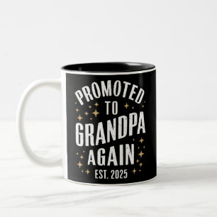 Promoted to Grandpa Again 2025 Soon Grandfather  Two-Tone Coffee Mug