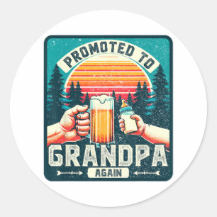 Promoted To Grandpa Again  Classic Round Sticker