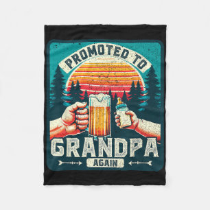 Promoted To Grandpa Again Dad Funny Dad Fathers Da Fleece Blanket