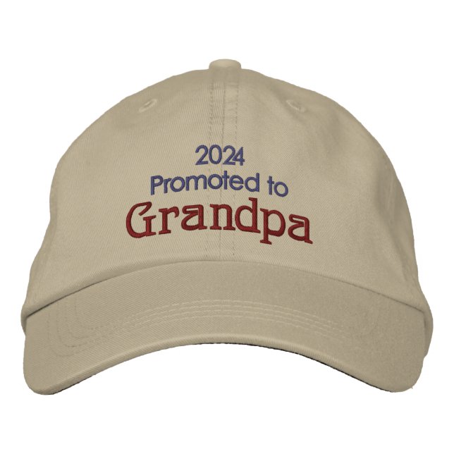 Promoted to Grandpa and Year Father's Day Embroidered Hat (Front)