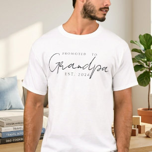 Promoted To Grandpa Classic EST Year Script Design T-Shirt