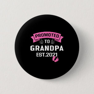 Promoted To Grandpa Est 2021 Funny New Grandfather 6 Cm Round Badge