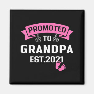 Promoted To Grandpa Est 2021 Funny New Grandfather Magnet