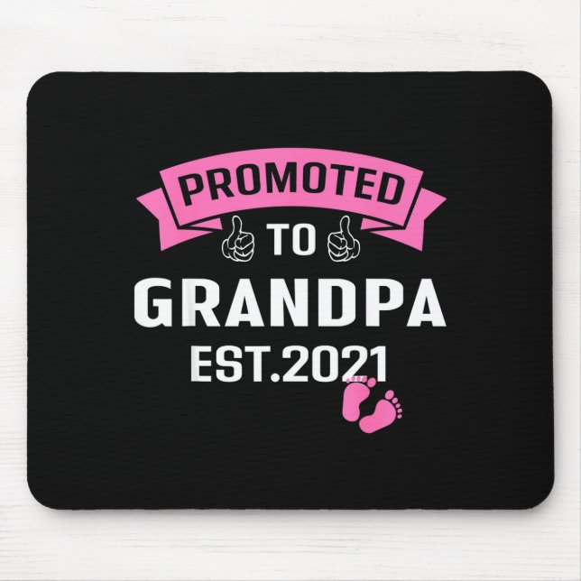 Promoted To Grandpa Est 2021 Funny New Grandfather Mouse Mat (Front)