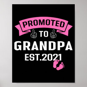 Promoted To Grandpa Est 2021 Funny New Grandfather Poster