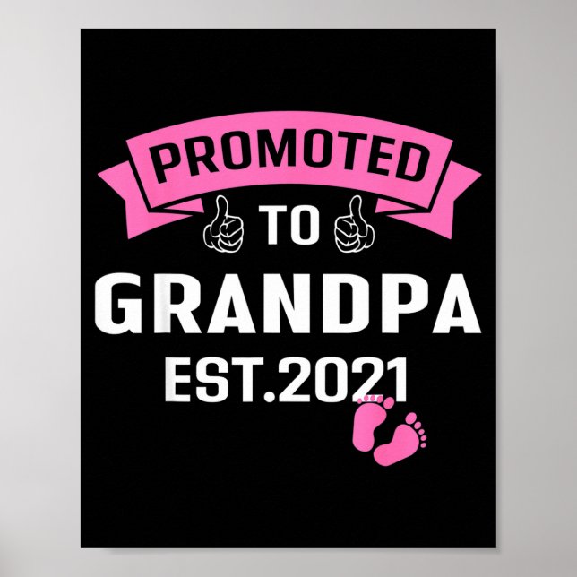 Promoted To Grandpa Est 2021 Funny New Grandfather Poster (Front)
