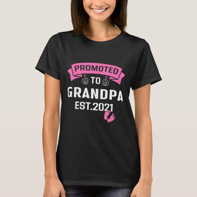 Promoted To Grandpa Est 2021 Funny New Grandfather T-Shirt (Front)