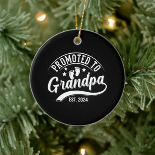 Promoted To Grandpa Est 2024 Ceramic Tree Decoration