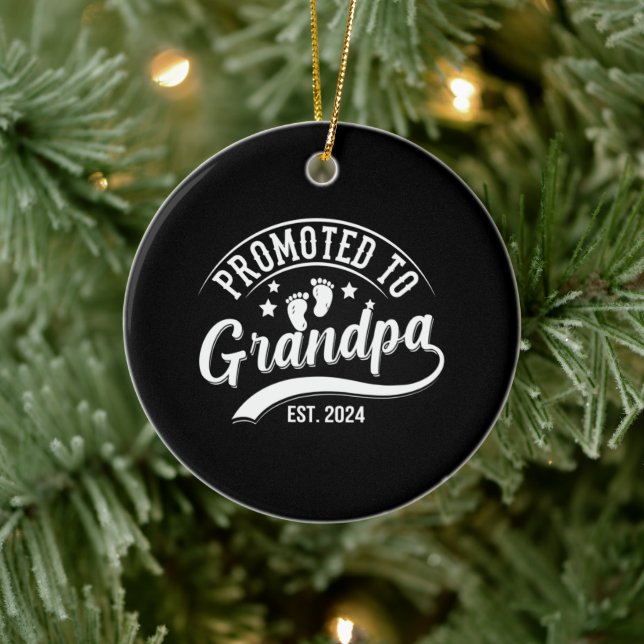 Promoted To Grandpa Est 2024 Ceramic Tree Decoration (Tree)